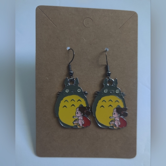 Studio Ghibli My Neighbor Totoro inspired 925 gunmetal black handmade earrings - Picture 1 of 6